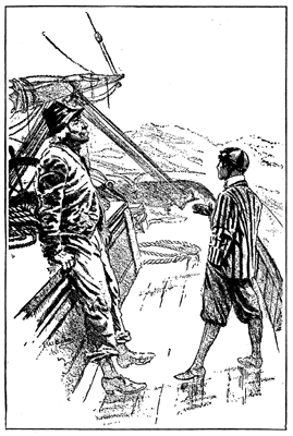 'Excuse!' Cried Harvey. 'D' you suppose I'd fall overboard into your dirty little boat for fun?'